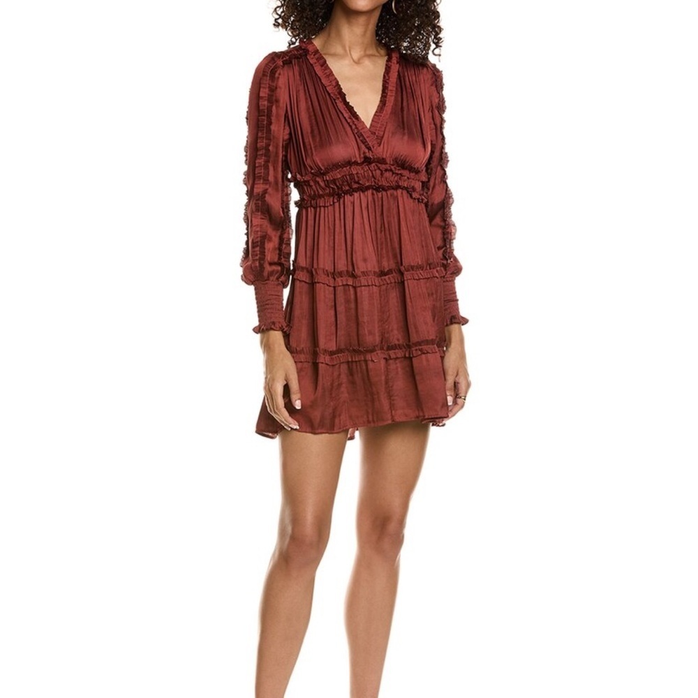 O.P.T. NEW Tianna Ruffle Mini Dress Rust - Picture 2 of 6